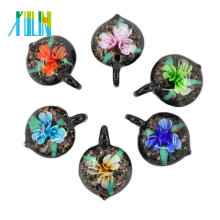 MC0043 3D Flower Heart Lampwork Glass Pendants Handmade Necklace Pendant Necklaces